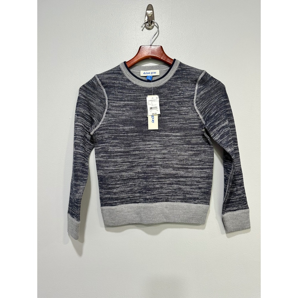 Dylan Gray Boys Navy Gray Crew Neck Long Sleeve Knit‎ Sweater Size M NWT